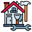 icône d'une maison fissurée avec des outils